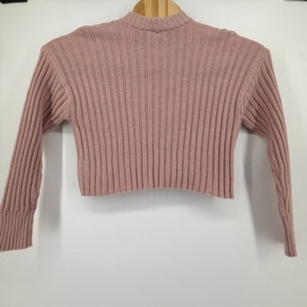 American Eagle Outfitters Ribbed Mock Neck Cropped Sweater Dusty Rose XS - Picture 3 of 8